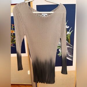 Etro Ombre Green Lightweight Long-sleeved Ribbed Top Made In Italy